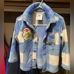 Kids Grinch Blue and White Checkered Sweater